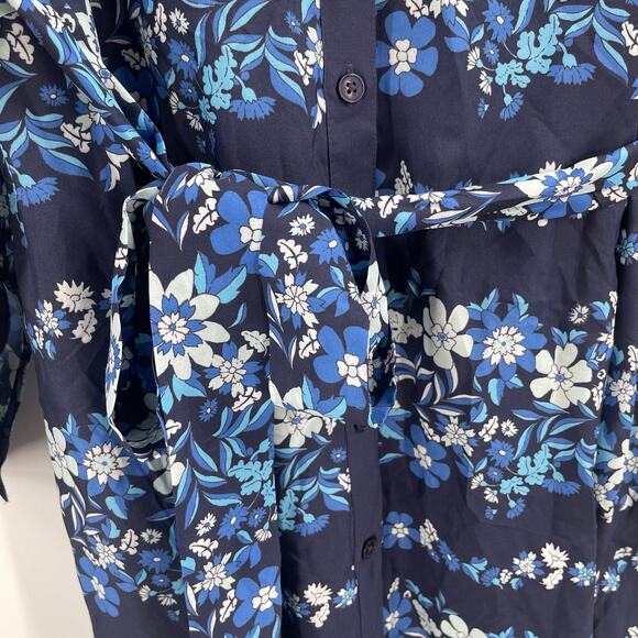 LANE BRYANT Dress Size 16 Button Down Blue Floral Knee Length NWT Plus Curvy - Picture 9 of 16